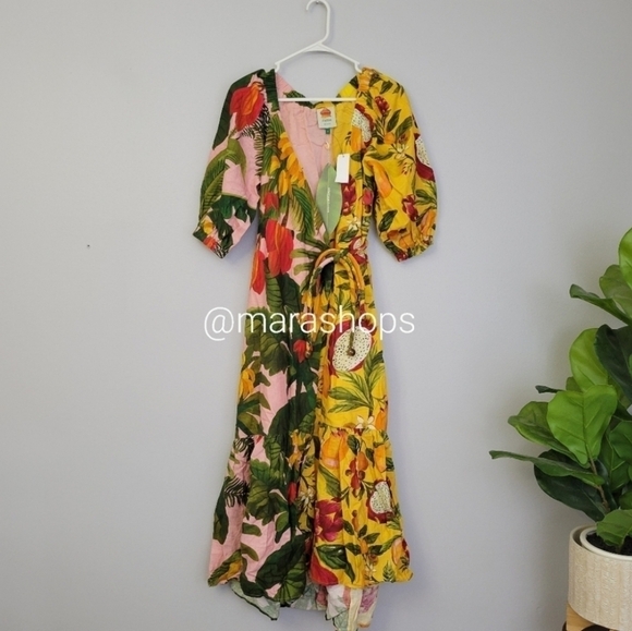 Farm Rio Mixed Print Midi Wrap Dress - Picture 3 of 8